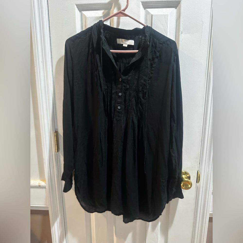 Loft Black Blouse Tunic Viscose Career Capsule Size Small